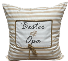 Lade das Bild in den Galerie-Viewer, Landhausstil Kissenhülle, Kissenbezug, Dekokissen *Bester Opa*beige/weiß