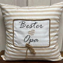 Lade das Bild in den Galerie-Viewer, Landhausstil Kissenhülle, Kissenbezug, Dekokissen *Bester Opa*beige/weiß