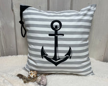 Lade das Bild in den Galerie-Viewer, Maritime Kissenhülle, Kissenbezug, Landhausstil Kissen * Anker * grau/weiß