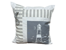 Lade das Bild in den Galerie-Viewer, Maritime Kissenhülle, Kissenbezug, Landhausstil Kissen * Leuchtturm * weiß/grau