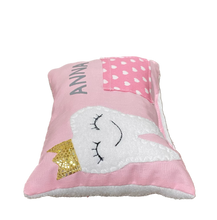 Carregar imagem no visualizador da galeria, Zahnfee Kissen / Personalisiertes Milchzahn Kissen, Zahnkissen, weiß 12x17cm.