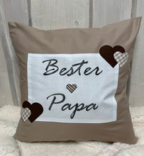 Lade das Bild in den Galerie-Viewer, Landhausstil Kissenhülle, Vatertags Kissenbezug, Dekokissen *Bester Papa *beige/weiß