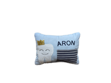 Carregar imagem no visualizador da galeria, Zahnfee Kissen / Personalisiertes Milchzahn Kissen, Zahnkissen, weiß 12x17cm.