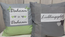 Laden und Abspielen von Videos im Galerie-Viewer, Landhausstil Kissenhülle, Kissenbezug, Landhaus Kissen, Dekokissen*Dahoam is Dahoam * grün/grau