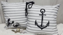 Laden und Abspielen von Videos im Galerie-Viewer, Maritime Kissenhülle, Kissenbezug, Landhausstil Kissen * Anker * grau/weiß