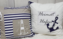 Laden und Abspielen von Videos im Galerie-Viewer, Maritime Kissenhülle, Kissenbezug, Landhausstil Kissen * Leuchtturm* blau/weiß/beige