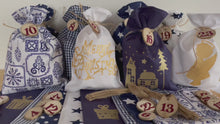 Laden und Abspielen von Videos im Galerie-Viewer, Adventskalender für Kinder, Landhausstil Adventskalender zum Befüllen, 24 Säckchen zum Advent , Adventskalender Zahlen aus Holz, blau /weiß