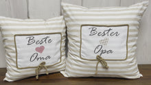 Laden und Abspielen von Videos im Galerie-Viewer, Landhausstil Kissenhülle, Kissenbezug, Dekokissen *Bester Opa*beige/weiß