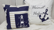 Laden und Abspielen von Videos im Galerie-Viewer, Maritime Kissenhülle, Kissenbezug, Landhausstil Kissen * Leuchtturm* blau/weiß/beige
