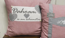 Laden und Abspielen von Videos im Galerie-Viewer, Landhausstil Kissenhülle, Kissenbezug, Landhaus Kissen, Dekokissen*Dahoam is am scheensten* rot/grau