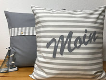 Lade das Bild in den Galerie-Viewer, Maritime Kissenhülle, Kissenbezug, Landhausstil Kissen * Moin * grau/weiß.