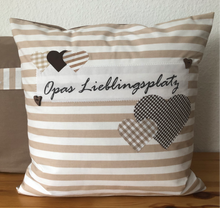 Lade das Bild in den Galerie-Viewer, Landhausstil Kissenhülle * Kissenbezug * Dekokissen beige/weiß * Opas Lieblingsplatz *beige/weiß