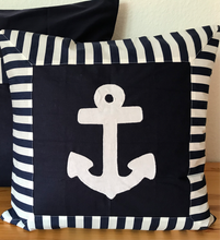 Cargar imagen en el visor de la galería, Maritime Kissenhülle, Kissenbezug,Landhausstil Kissen *Anker*blau