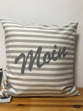 Lade das Bild in den Galerie-Viewer, Maritime Kissenhülle, Kissenbezug, Landhausstil Kissen * Moin * grau/weiß.
