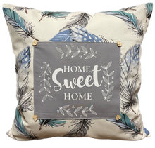 Lade das Bild in den Galerie-Viewer, Landhausstil Kissenhülle * Kissenbezug * Dekokissen „ Home Sweet Home „ naturweiß/blau/grau