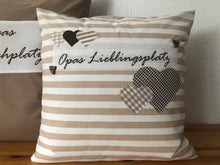 Lade das Bild in den Galerie-Viewer, Landhausstil Kissenhülle * Kissenbezug * Dekokissen beige/weiß * Opas Lieblingsplatz *beige/weiß