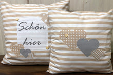 Lade das Bild in den Galerie-Viewer, 1 Landhausstil Kissenhülle * Kissenbezug * Dekokissen „ Herzen„ beige/weiß