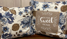 Lade das Bild in den Galerie-Viewer, Landhausstil Kissenhülle * Kissenbezug * Dekokissen „ Home Sweet Home „ beige/blau