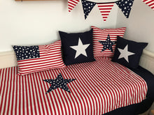Load image into Gallery viewer, Patchwork blanket, bedspread, children's blanket, bed throw *USA* 130cm x 200cm blue/red striped
