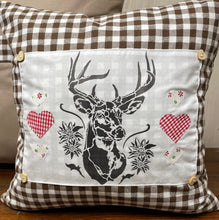 Lade das Bild in den Galerie-Viewer, 1 Landhausstil Kissenhülle, Kissenbezug, Dekokissen * Hirsch * Braun