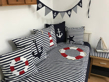 Load image into Gallery viewer, Maritime patchwork blanket, bedspread, children's blanket, bed throw 130cm x 200cm