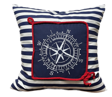 Lade das Bild in den Galerie-Viewer, Maritime Kissenhülle, Kissenbezug, Landhausstil Kissen * Kompass * blau/weiß