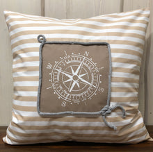 Lade das Bild in den Galerie-Viewer, Maritime Kissenhülle, Kissenbezug, Landhausstil Kissen * Kompass * beige/weiß