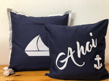 Cargar imagen en el visor de la galería, Maritime Kissenhülle, Kissenbezug,Landhausstil Kissen,Marine Kissen, Dekokissen, Ahoi, blau/weiß