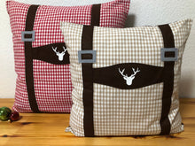 Lade das Bild in den Galerie-Viewer, 1x Landhausstil Kissenhülle * Kissenbezug * Hosenträger Dekokissen * braun/Beige
