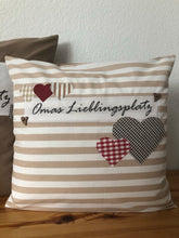 Lade das Bild in den Galerie-Viewer, Landhausstil Kissenhülle * Kissenbezug * Dekokissen beige/weiß * Omas Lieblingsplatz *beige/weiß