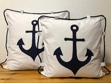 Lade das Bild in den Galerie-Viewer, 1 Maritime Kissenhülle, Kissenbezug, Landhausstil Kissen * Ankerplatz * weiß/blau