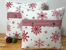 Lade das Bild in den Galerie-Viewer, 1x Weihnachtliche Landhausstil Kissenhülle * Kissenbezug * Dekokissen * weiß/rot