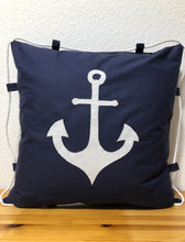 Lade das Bild in den Galerie-Viewer, 1x Maritime Kissenhülle, Kissenbezug, Landhausstil Kissen * Anker * blau/weiß