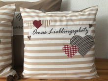 Lade das Bild in den Galerie-Viewer, Landhausstil Kissenhülle * Kissenbezug * Dekokissen beige/weiß * Omas Lieblingsplatz *beige/weiß