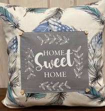 Lade das Bild in den Galerie-Viewer, Landhausstil Kissenhülle * Kissenbezug * Dekokissen „ Home Sweet Home „ naturweiß/blau/grau
