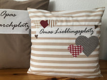 Lade das Bild in den Galerie-Viewer, Landhausstil Kissenhülle * Kissenbezug * Dekokissen beige/weiß * Omas Lieblingsplatz *beige/weiß