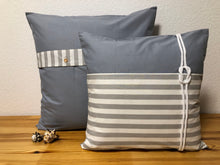 Lade das Bild in den Galerie-Viewer, Maritime Kissenhülle, Kissenbezug, Landhausstil Kissen * Seemannsknoten * grau/weiß .
