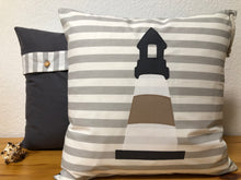 Lade das Bild in den Galerie-Viewer, Maritime Kissenhülle, Kissenbezug, Landhausstil Kissen * Leuchtturm * grau/weiß/beige