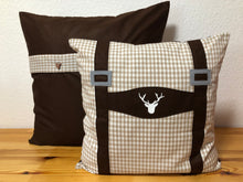 Lade das Bild in den Galerie-Viewer, 1x Landhausstil Kissenhülle * Kissenbezug * Hosenträger Dekokissen * braun/Beige