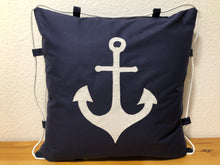 Lade das Bild in den Galerie-Viewer, 1x Maritime Kissenhülle, Kissenbezug, Landhausstil Kissen * Anker * blau/weiß