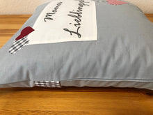 Lade das Bild in den Galerie-Viewer, Landhausstil Kissenhülle * Kissenbezug * Dekokissen grau * Mamas Lieblingsplatz *