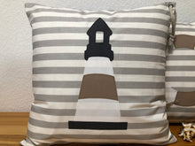 Lade das Bild in den Galerie-Viewer, Maritime Kissenhülle, Kissenbezug, Landhausstil Kissen * Leuchtturm * grau/weiß/beige