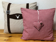 Lade das Bild in den Galerie-Viewer, 1x Landhausstil Kissenhülle * Kissenbezug * Hosenträger Dekokissen * braun/Beige