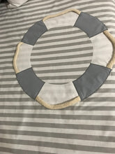 Load image into Gallery viewer, Maritime patchwork blanket, bedspread, children's blanket, bed throw 130cm x 200cm grey/white