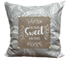 Lade das Bild in den Galerie-Viewer, 1x Landhausstil Kissenhülle * Kissenbezug * Dekokissen „ sweet home „ grau/weiß