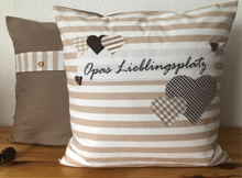 Lade das Bild in den Galerie-Viewer, Landhausstil Kissenhülle * Kissenbezug * Dekokissen beige/weiß * Opas Lieblingsplatz *beige/weiß