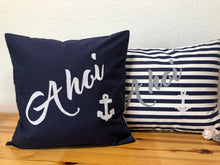 Cargar imagen en el visor de la galería, Maritime Kissenhülle, Kissenbezug,Landhausstil Kissen,Marine Kissen, Dekokissen, Ahoi, blau/weiß