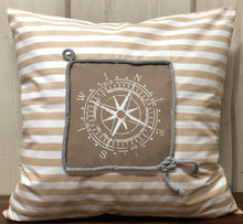 Lade das Bild in den Galerie-Viewer, Maritime Kissenhülle, Kissenbezug, Landhausstil Kissen * Kompass * beige/weiß