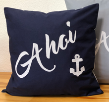 Cargar imagen en el visor de la galería, Maritime Kissenhülle, Kissenbezug,Landhausstil Kissen,Marine Kissen, Dekokissen, Ahoi, blau/weiß
