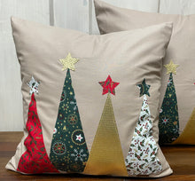 Lade das Bild in den Galerie-Viewer, 1x Weihnachtliche Landhausstil Kissenhülle * Kissenbezug * Dekokissen * beige weiß gestreift